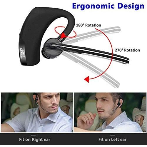  [아마존 핫딜] Bluetooth Headset, TOP Wireless Earpiece Hands Free Stereo Headphones Business Earphones in-Ear Earbuds with Noise Canceling Mic for Business/Office/Driving Call, Work for iPhone/S