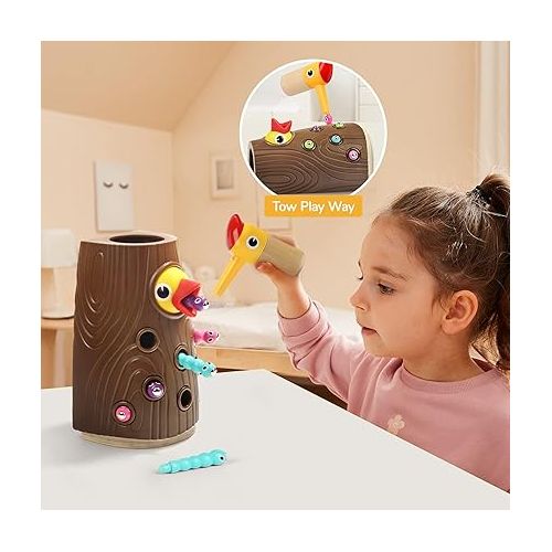  TOP BRIGHT Montessori Toys for 2 Year Olds - Magnetic Bird Feeding Game for Fine Motor Skills Development for Boys and Girls