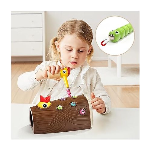  TOP BRIGHT Montessori Toys for 2 Year Olds - Magnetic Bird Feeding Game for Fine Motor Skills Development for Boys and Girls