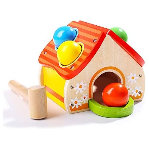  [아마존베스트]TOP BRIGHT Wooden Hammer Toy, Pounding Bench Toy for One Year Old Presents, Toddler Boy Gifts for 1 Year Olds