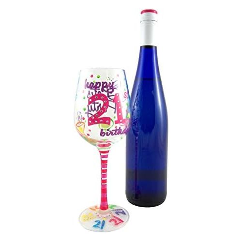  [아마존베스트]Top Shelf Unique Hand Painted 21st Birthday Wine Glass