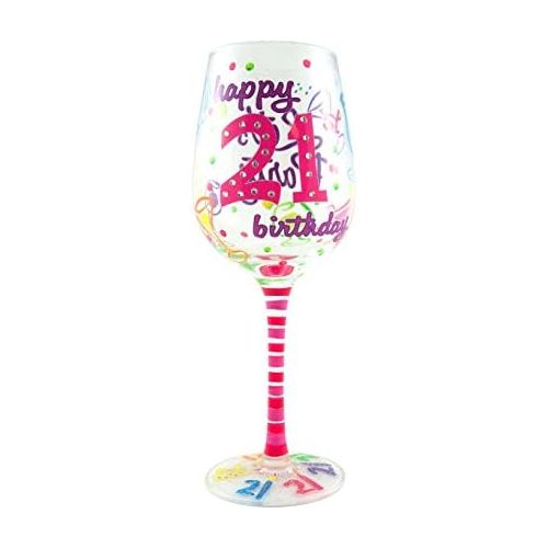  [아마존베스트]Top Shelf Unique Hand Painted 21st Birthday Wine Glass