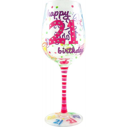  [아마존베스트]Top Shelf Unique Hand Painted 21st Birthday Wine Glass