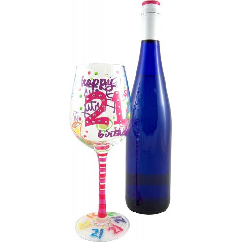  [아마존베스트]Top Shelf Unique Hand Painted 21st Birthday Wine Glass