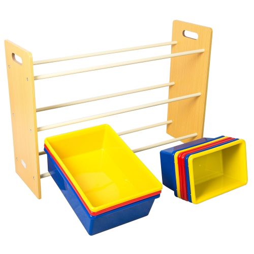  TOP-MAX Kid’s Toy Storage Organizer Bins Shelf Drawer Storage Box Playroom Bedroom Multiple Color Bins Shelf Drawer 3 Tier with 9 Plastic Bins Childrens Toddler Products Toy