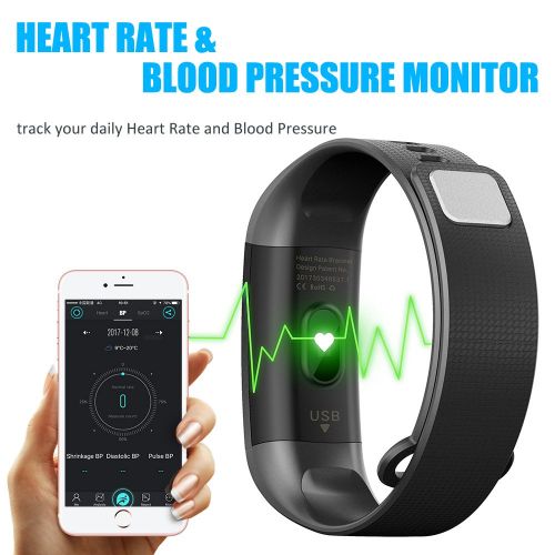  Fitness Tracker with Blood Pressure Monitor,TOP-MAX Smart Watch Heart Rate Monitor ,Activity Tracker IP67 Waterproof ,Smart Bracelet Calorie Counter Pedometer Anti-lost for Android