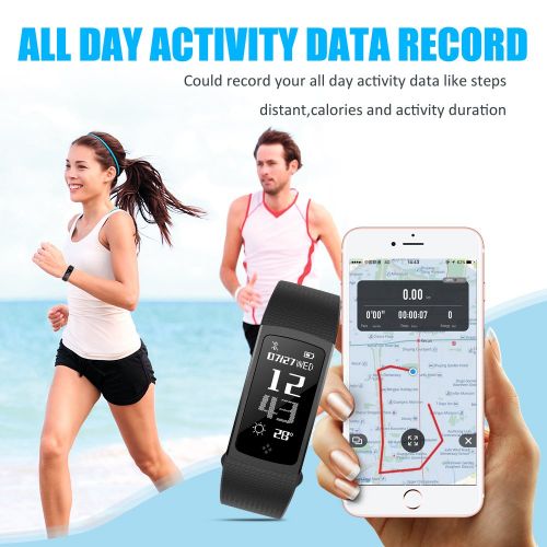  Fitness Tracker with Blood Pressure Monitor,TOP-MAX Smart Watch Heart Rate Monitor ,Activity Tracker IP67 Waterproof ,Smart Bracelet Calorie Counter Pedometer Anti-lost for Android