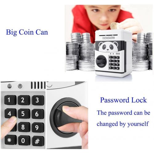  [아마존베스트]TOPBRY Cartoon Piggy Bank Cash Coin Can Password Electronic Money Bank Safe Saving Box ATM Bank Safe Locks Panda Smart Voice Prompt Money Piggy Box