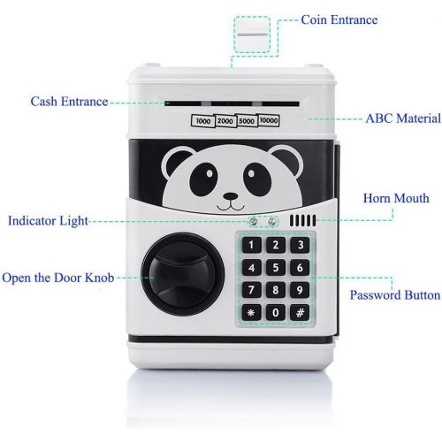  [아마존베스트]TOPBRY Cartoon Piggy Bank Cash Coin Can Password Electronic Money Bank Safe Saving Box ATM Bank Safe Locks Panda Smart Voice Prompt Money Piggy Box