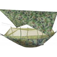 TOPCHANCES Upgrade Ultralight Portable Nylon Camping Hammock with Mosquito Net,Tree Straps and Rain Fly Tent Tarp for Outdoor Hammock Camping