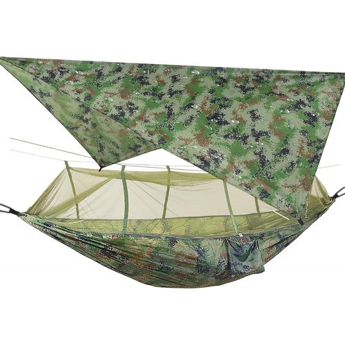  TOPCHANCES Upgrade Ultralight Portable Nylon Camping Hammock with Mosquito Net,Tree Straps and Rain Fly Tent Tarp for Outdoor Hammock Camping