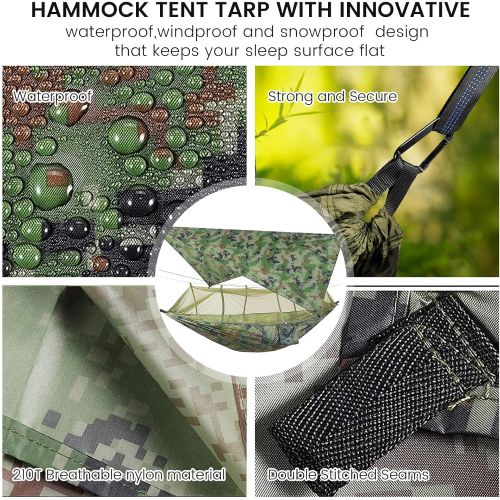  TOPCHANCES Upgrade Ultralight Portable Nylon Camping Hammock with Mosquito Net,Tree Straps and Rain Fly Tent Tarp for Outdoor Hammock Camping