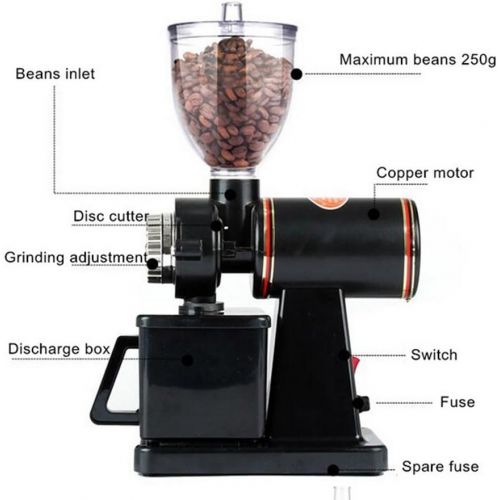  TOPCHANCES 220W Automatic Electric Burr Coffee Grinder Mill Grinder Coffee Bean Powder Grinding Machine 8 Speeds 120g/min -110V (Black)