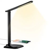 [아마존핫딜]Schreibtischlampe TOPELEK 10W LED Tischlampe mit USB-Ladeanschluss, 5 Farbtemperaturen & 5 Helligkeitsstufen, Touch-Steuerung fuer Lesen, Arbeiten, Malen, Schlafen, Schwarz