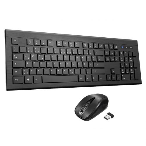  [아마존 핫딜]  [아마존핫딜]TOPELEK Tastatur Maus Set, Kabellose Ultraduenne Tastatur-Maus-Combo, Funktastatur mit Maus mit 3 stufige DPI, 2.4G Wireless Keyboard und Mouse Combo, 11m Anschlussdistanz mit USB E