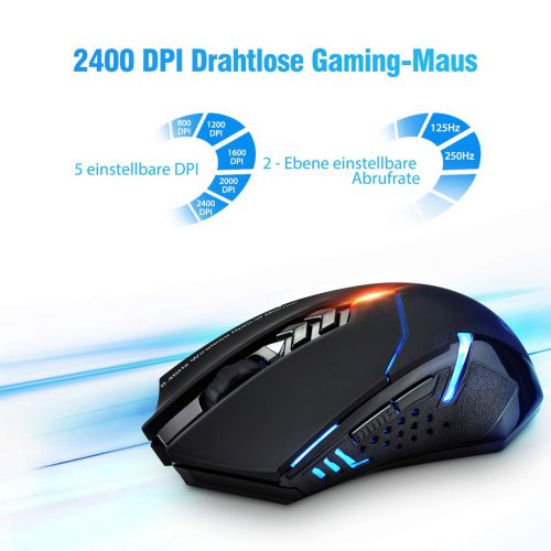  [아마존 핫딜]  [아마존핫딜]TOPELEK Laptop Maus, Mute-Maus 2.4 G 2400 DPI, 7 Tasten, Drahtlose Maus Silent Schnurlos Funkmaus Gaming Maus Funk Wireless-maus Optical Business Mouse Mause Fuer PC Laptop iMac Mac