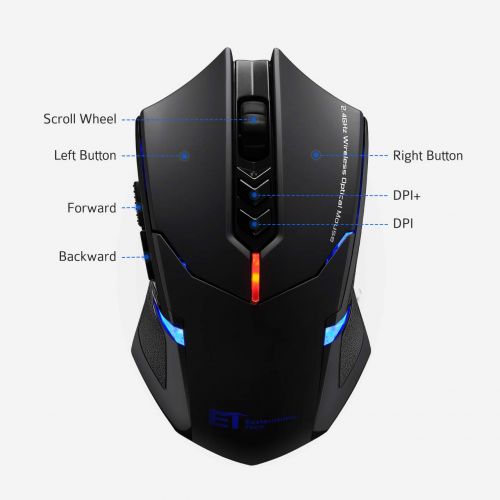  [아마존 핫딜]  [아마존핫딜]TOPELEK Laptop Maus, Mute-Maus 2.4 G 2400 DPI, 7 Tasten, Drahtlose Maus Silent Schnurlos Funkmaus Gaming Maus Funk Wireless-maus Optical Business Mouse Mause Fuer PC Laptop iMac Mac