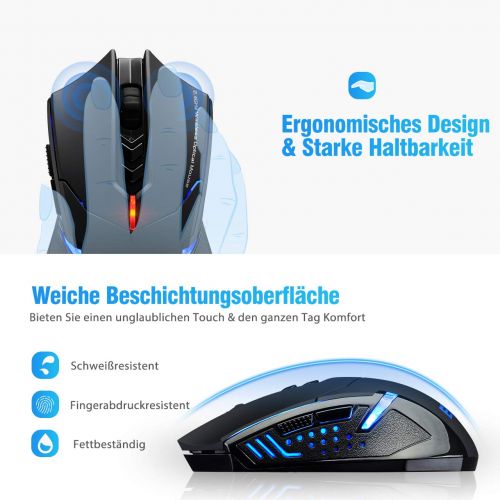  [아마존 핫딜]  [아마존핫딜]TOPELEK Laptop Maus, Mute-Maus 2.4 G 2400 DPI, 7 Tasten, Drahtlose Maus Silent Schnurlos Funkmaus Gaming Maus Funk Wireless-maus Optical Business Mouse Mause Fuer PC Laptop iMac Mac