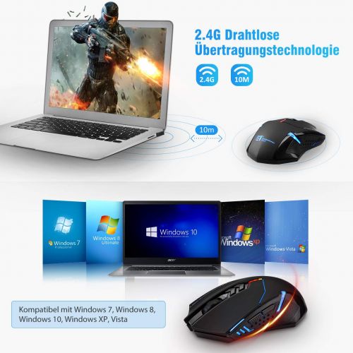  [아마존 핫딜]  [아마존핫딜]TOPELEK Laptop Maus, Mute-Maus 2.4 G 2400 DPI, 7 Tasten, Drahtlose Maus Silent Schnurlos Funkmaus Gaming Maus Funk Wireless-maus Optical Business Mouse Mause Fuer PC Laptop iMac Mac