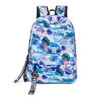 TOPERIN Fashion Leaves Backpack Daypack Travel Bag Satchel Handbag Leaves-Blue 2