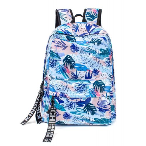  TOPERIN Fashion Leaves Backpack Daypack Travel Bag Satchel Handbag Leaves-Blue 2