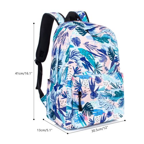  TOPERIN Fashion Leaves Backpack Daypack Travel Bag Satchel Handbag Leaves-Blue 2