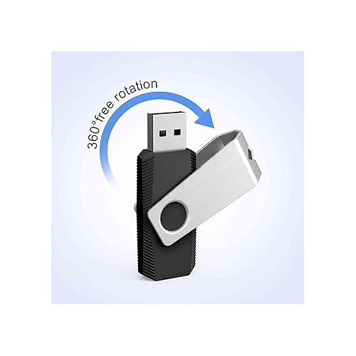  TOPESEL USB Flash Drive 50PCS 16GB Bulk USB 2.0 Flash Drive Memory Stick USB Drive Thumb Drives USB Stick Swivel Memory Stick Thumb Drives Pen Drive (16GB 50 Pack, Black)