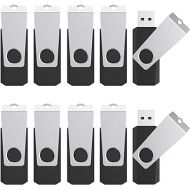 TOPESEL 10 Pack 16GB USB 2.0 Flash Drive Memory Stick Fold Storage Thumb Stick Pen Swivel Design (16G, 10PCS, Black)