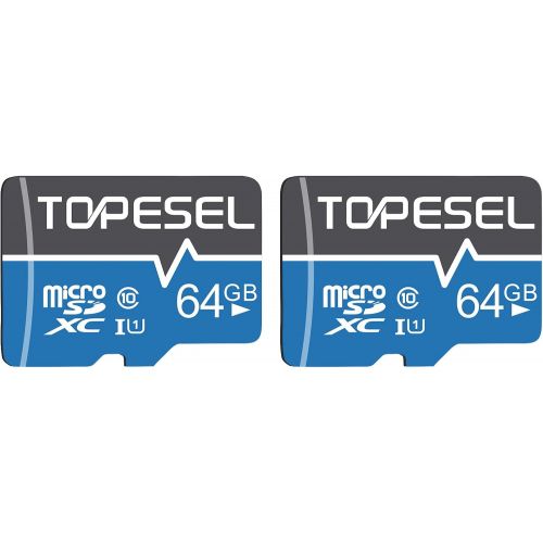  TOPESEL 64GB Micro SD Card SDXC 2 Pack Memory Cards UHS-I TF Card Class 10 for Camera/Phone/Nintendo-Switch/Galaxy/Drone/Dash Cam/GOPRO/Tablet/PC/Computer(2 Pack U1 64GB)