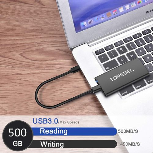  [아마존베스트]Portable SSD, TOPESEL 480GB High Speed Read & Write up to 540MB/s,External Solid State Drive for PC, Desktop, Laptop, MacBook, Black