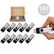 TOPESEL TOPSELL 100PCS 1GB USB 2.0 Flash Drive Bulk Pack Memory Stick Swivel Thumb Drives Pen Drives (1G, 100 Pack, Black)