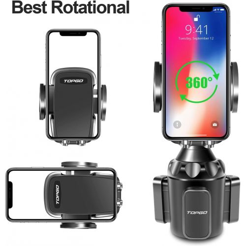  [아마존베스트]TOPGO [Upgraded] Car Cup Holder Phone Mount Adjustable Automobile Cup Holder Smart Phone Cradle Car Mount for iPhone 12 Pro Max/XR/XS/X/11/8/7 Plus/6s/Samsung S20 Ultra/Note 10/S8 Plus/S