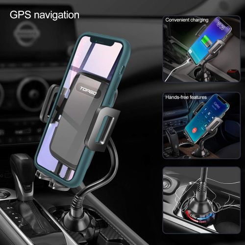  [아마존베스트]TOPGO [Upgraded] Car Cup Holder Phone Mount Adjustable Gooseneck Automobile Cup-Holder-Phone-Car-Mount for iPhone 12 Pro Max/XR/XS/X/11/8 Plus/6s/Samsung S20 Ultra/Note 10/S8 Plus/S7 Edg