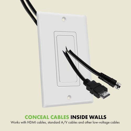  TOPGREENER Flexible Rubber Wall Grommet Insert with Decorator Wall Plate, Pass Through Plate for Low-Voltage Cables, Size 1-Gang 4.50 x 2.75, Polycarbonate Thermoplastic, TG8901-2P