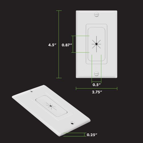  TOPGREENER Flexible Rubber Wall Grommet Insert with Decorator Wall Plate, Pass Through Plate for Low-Voltage Cables, Size 1-Gang 4.50 x 2.75, Polycarbonate Thermoplastic, TG8901-2P