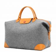TOPHOME Duffel Bag Luggage Bag Large Unisexs Weekender Oversized Travel Tote Sports Gym Water Resistant Wool Felt with Genuine Leather Holder Gray XL
