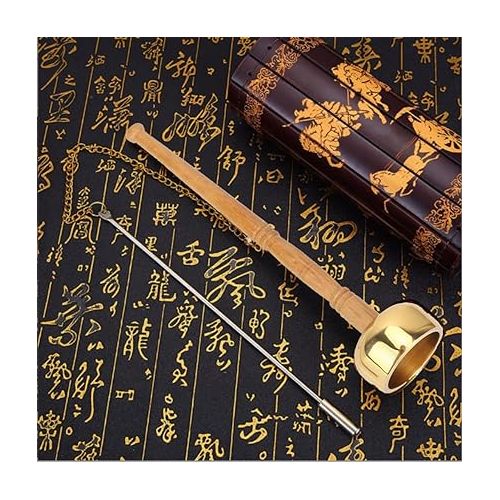  Tibetan Hand Bell，Meditation & Prayer Bells Buddhism Wooden Handle Brass Hand Bell Meditation Singing Bell Singing Scripture Implement Buddhist Supplies