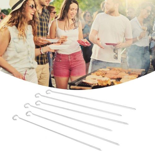  TOPINCN 6 Pcs Barbecue Skewers Stainless Steel BBQ Grilling Fork Sticks Outdoor Picnic Camping Skewer Grill Set
