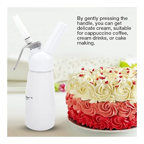  Cream Dispenser, 250mL Portable Whipped Dessert Cream Butter Dispenser With Sturdy Aluminum Body Profesional Whipper Foam Maker(White)