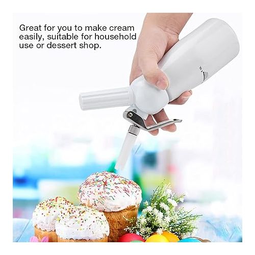  Cream Dispenser, 250mL Portable Whipped Dessert Cream Butter Dispenser With Sturdy Aluminum Body Profesional Whipper Foam Maker(White)