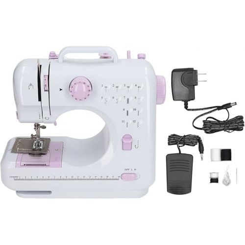  Mini Sewing Machines Portable Sewing Machine Small Sewing Machines with Sewing Kit with Seaming Function 12 Stitch Patterns (US Plug)