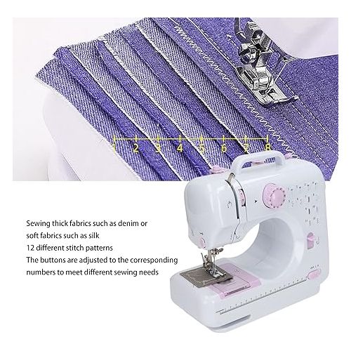  Mini Sewing Machines Portable Sewing Machine Small Sewing Machines with Sewing Kit with Seaming Function 12 Stitch Patterns (US Plug)