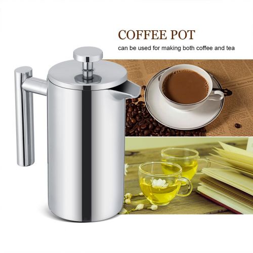  French Press Kaffeemaschine TOPINCN Edelstahl Espresso & Tee French Press Maker - Doppelwand Rostfrei, 350ml