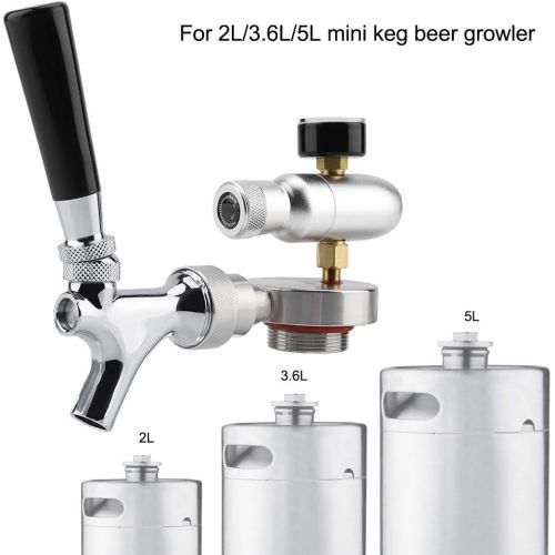  TOPINCN Beer Spear Faucet Tap Homebrew Mini Beer Barrel Wine Dispenser Kit Stainless Steel for 2L 3.6L 4L Mini Keg Beer Growler