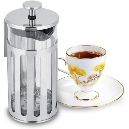  TOPINCN Coffee Pot Stainless Steel Coffee Maker Glass French Press Filter Coffee Machine Pour Espresso Coffee Pot Household Tea Maker(350ML)