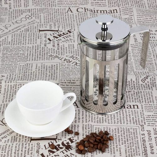  TOPINCN Coffee Pot Stainless Steel Coffee Maker Glass French Press Filter Coffee Machine Pour Espresso Coffee Pot Household Tea Maker(350ML)