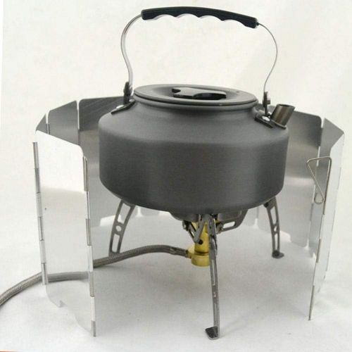  TOPINCN Outdoor Stove Windscreen Stainless Steel Mini Portable Windshield Foldable 11 Plate Picnic BBQ Camping Stove Accessories