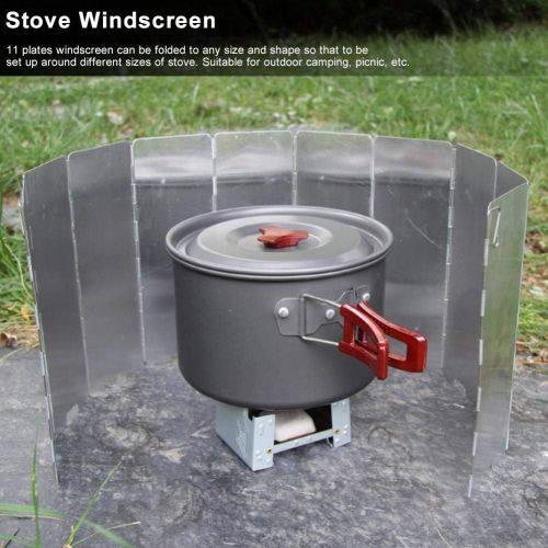  TOPINCN Outdoor Stove Windscreen Stainless Steel Mini Portable Windshield Foldable 11 Plate Picnic BBQ Camping Stove Accessories