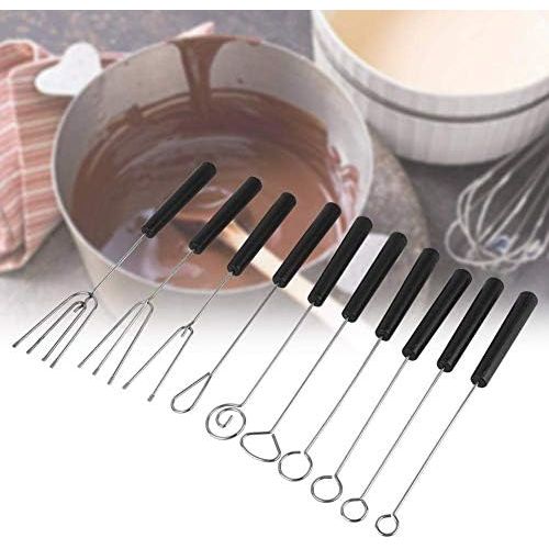  [아마존베스트]TOPINCN 10 pieces DIY baking accessories stainless steel chocolate dip fork set.