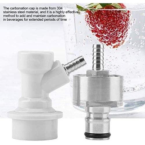  [아마존베스트]TOPINCN Carbonation Cap 304 Stainless Steel Carbonator with Liquid Ball Lock 1/4 Inch Barb Hot Homebrew Soda Water Carbonate Beer Soft Drinks